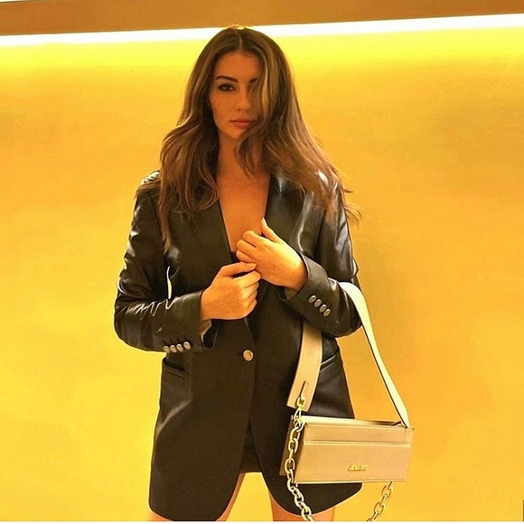 Zara Faux Leather Black Blazer - Picture 6 of 16